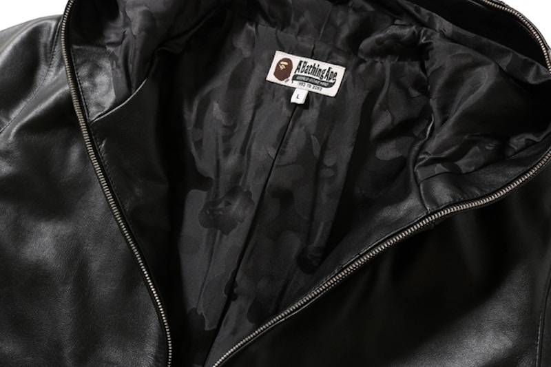 BAPE Leather Shark Hoodie Jacket Black Men's - FW18 - US