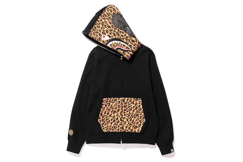 BAPE Leopard Camo NW20 Full Zip Shark Hoodie Black/Tan Men's