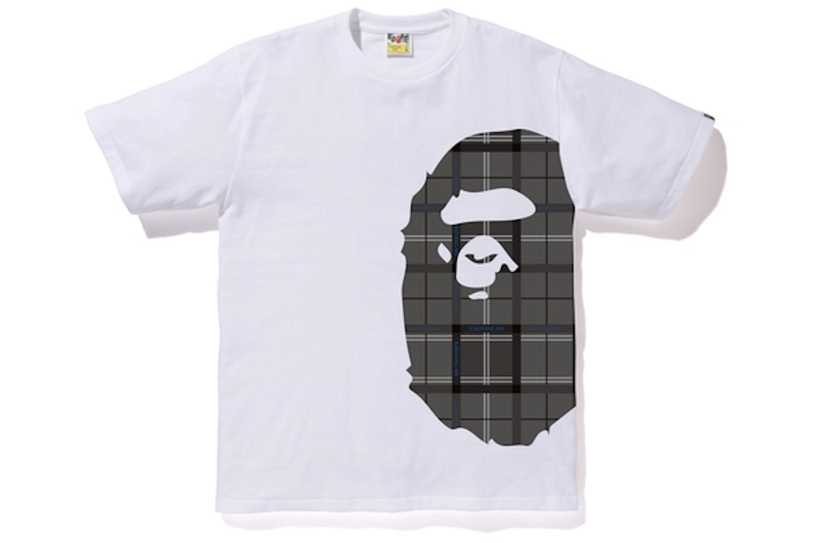 Bape Logo Check Side Big Ape Head T-Shirt Whtie/Black