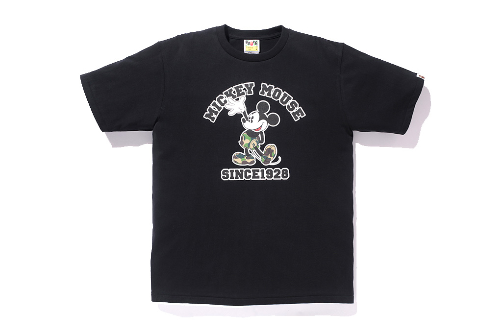 BAPE X Disney Mickey Mouse College Logo Tee China Exclusive Black Men s US