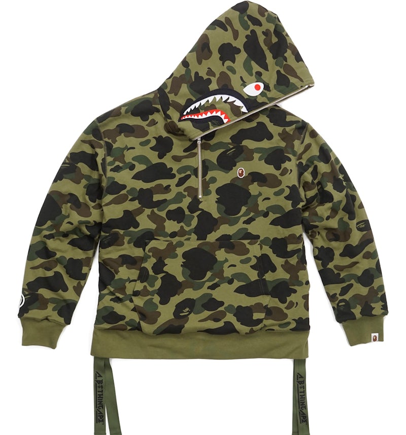 BAPE Military Rock Star 1st Camo Shark Sherpa Pullover Hoodie