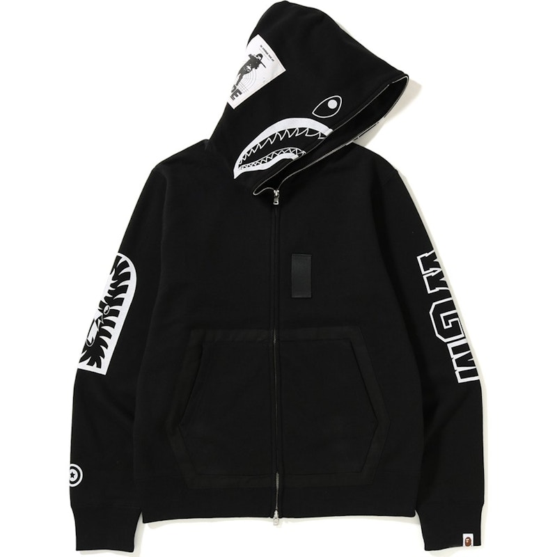 BAPE Military Shark Full Zip Hoodie Black Men's - FW18 - US