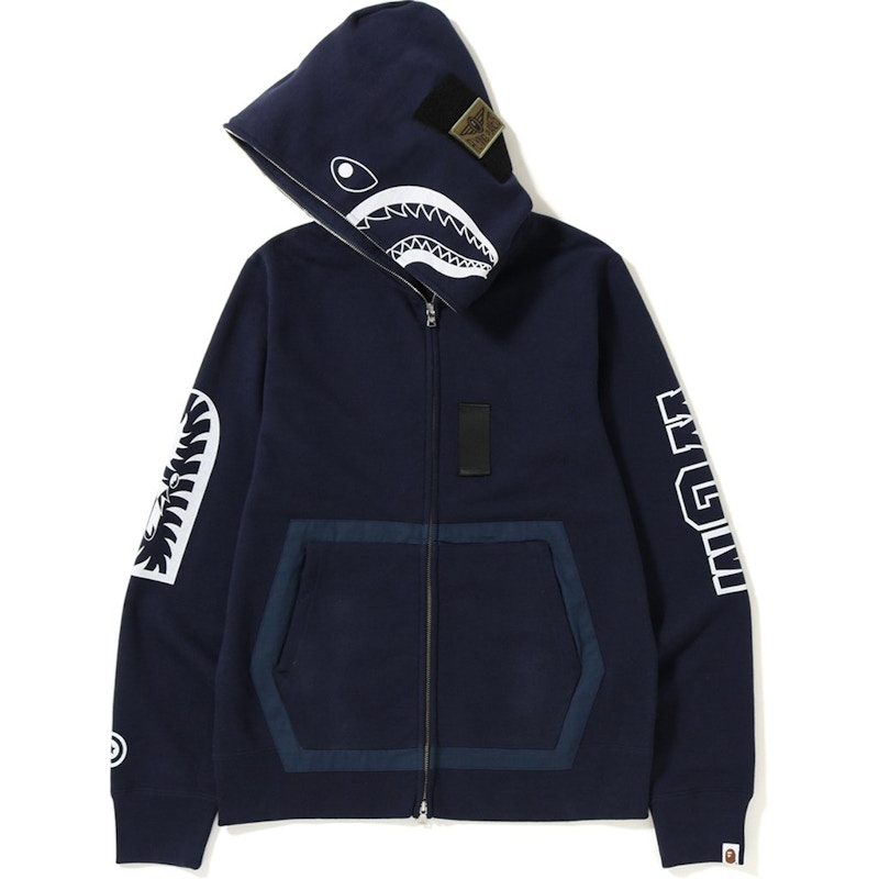 Bape Military Hoodie Shark Head Stitching Half Sleeve Camouflage Hooded Jacket main image 0
