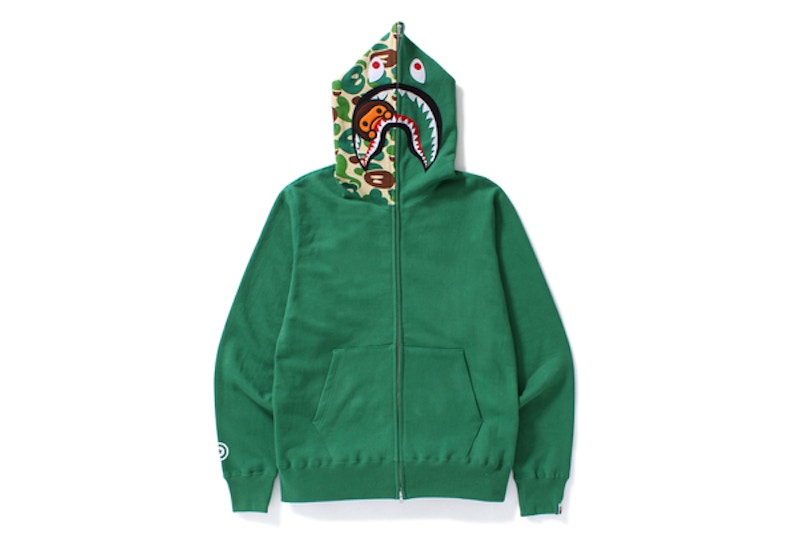 BAPE Milo Camo Milo Shark Full Zip Hoodie Green Men's - US