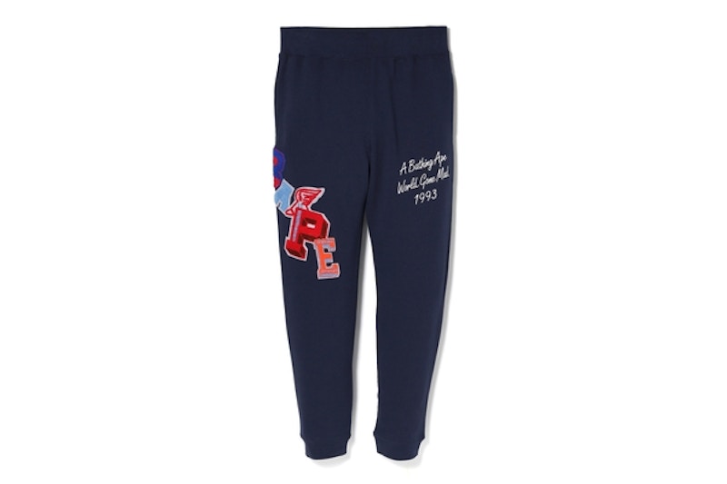 BAPE Multi Emblem Slim Sweat Pants Navy