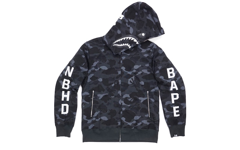 SALE人気bape nbhd camo shark full zip hoodie パーカー