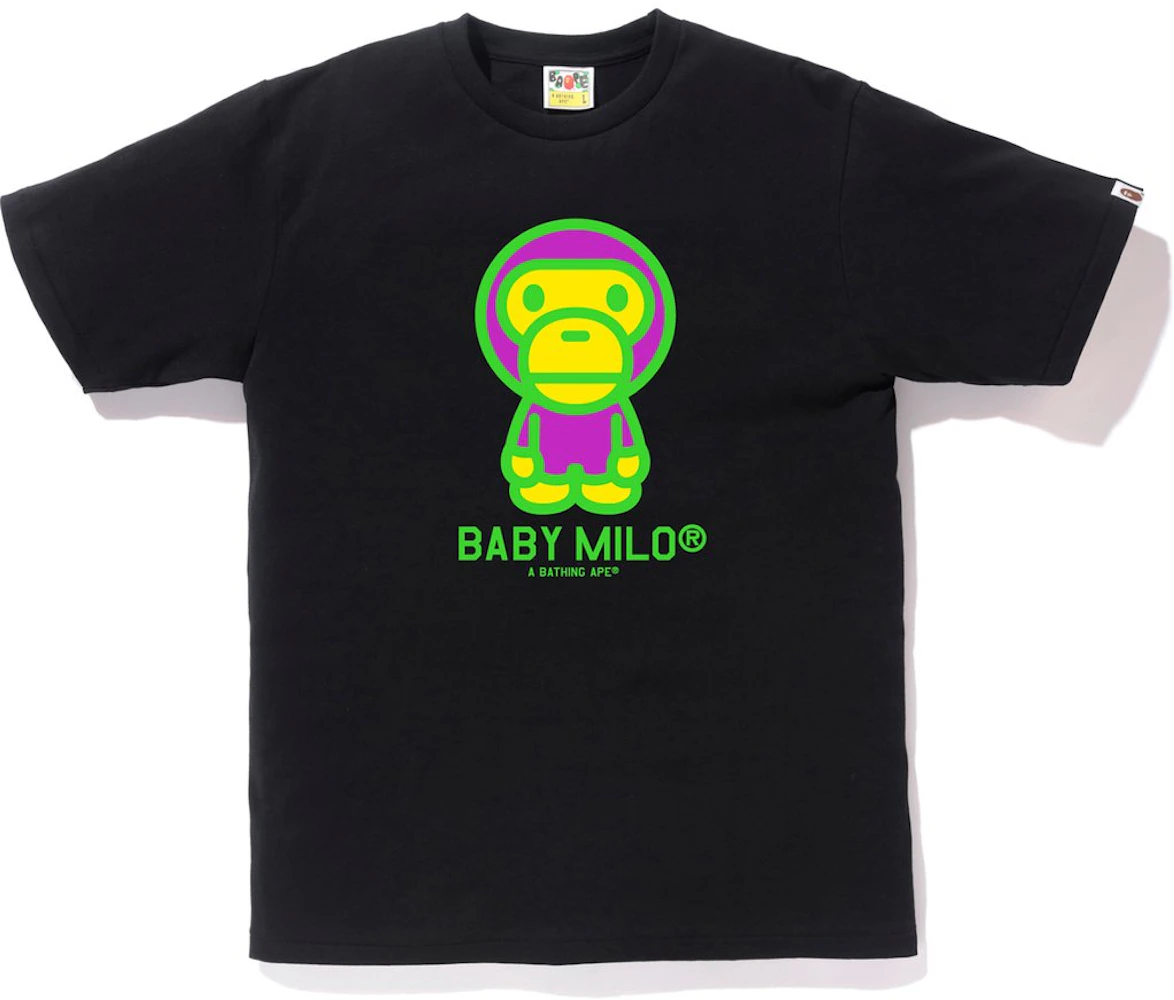BAPE Neon Baby Milo Tee Black/Green Men's - SS18 - GB