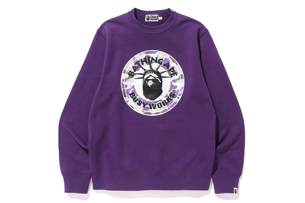 BAPE Nyc Ny Camo Busy Works Crewneck Purple Men's - US