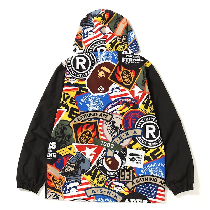 BAPE Patched Hoodie Coach Jacket Black Men s FW18 US