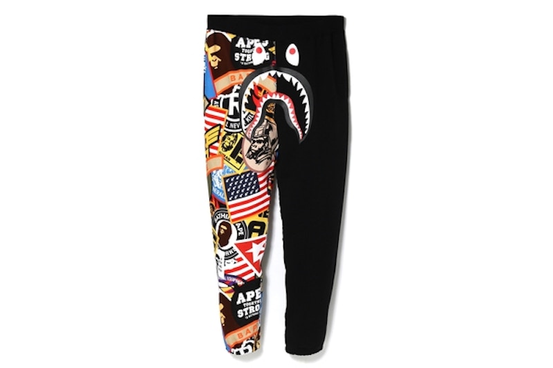 BAPE Patched Shark Sweat Pants Black Men's - FW18 - US