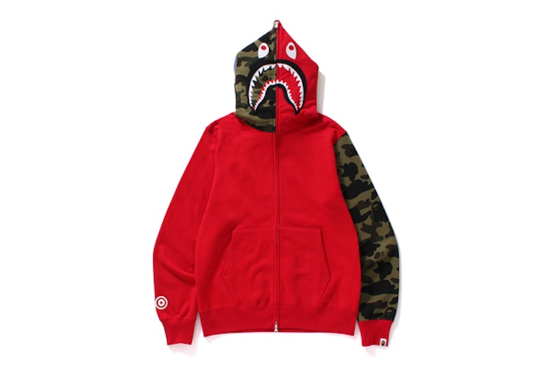 red and camo bape hoodie