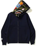 BAPE Fire Camo Shark Full Zip Hoodie Blue Men's - SS19 - US