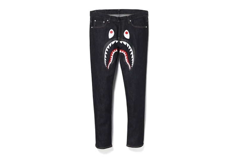 BAPE Shark Slim Stretch Denim Pants Indigo Homme de la Collection - FW18 -  FR