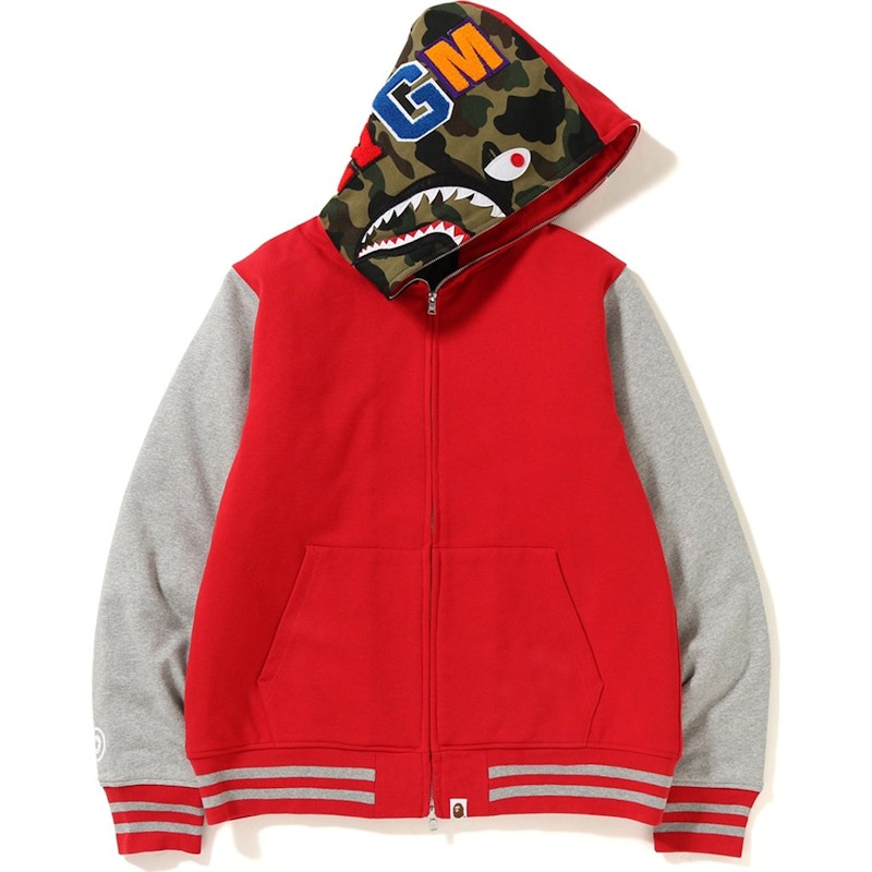 Bape shark best sale sweat varsity jacket