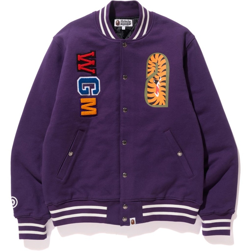 BAPE Shark Sweat Varsity Jacket Jacket Purple Men's - US