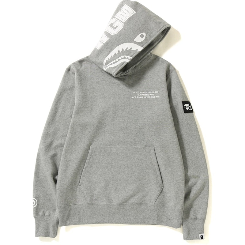 BAPE Shark Wide Pullover Hoodie Grey Men s FW18 US