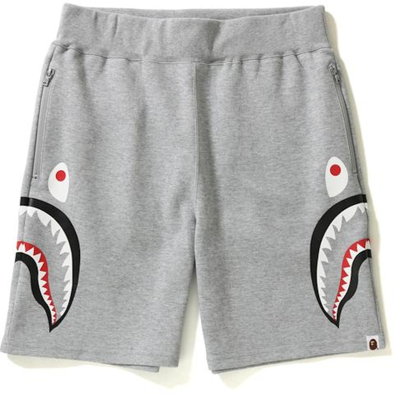 BAPE Side Shark Double Knit Sweat Shorts Gray