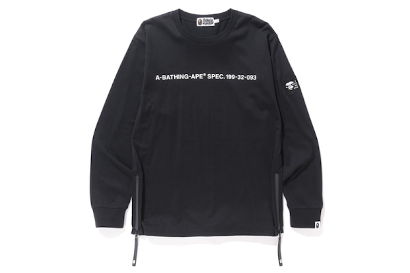 BAPE Side Zip L/S Tee Black Men's - US