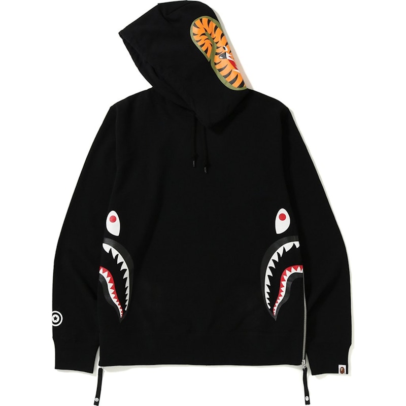 BAPE Side Zip Shark Wide Pullover Hoodie Black FW18