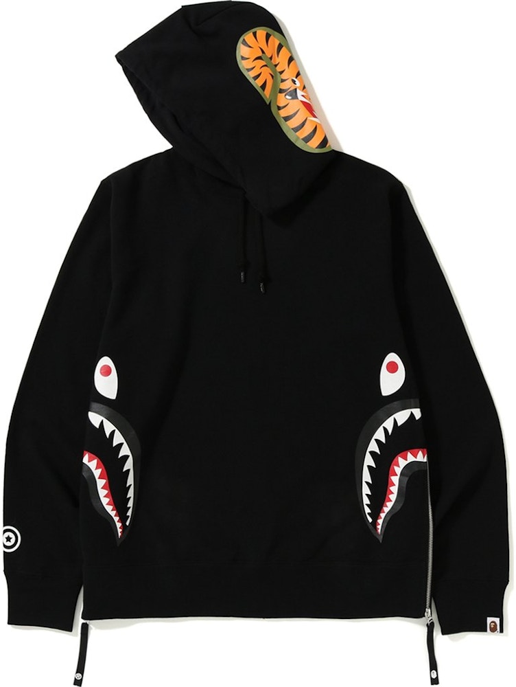 BAPE Side Zip Shark Wide Pullover Hoodie Black - FW18