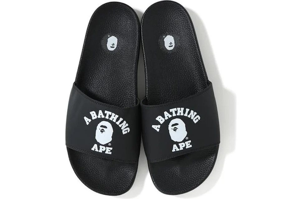 A Bathing Ape Bape Slide SS19 College Logo Black