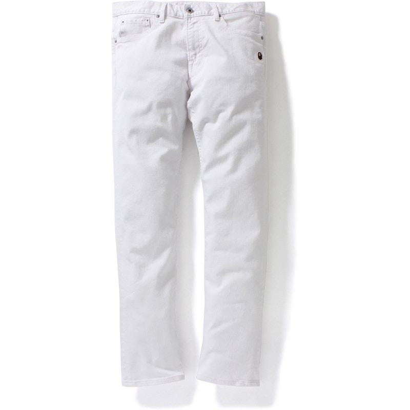 BAPE Slim Color Stretch Pants Pants White