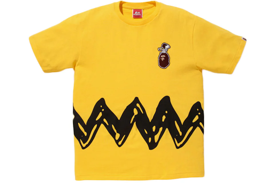 BAPE X Peanuts Snoopy On Apehead Charie Brown Tee Yellow/Black