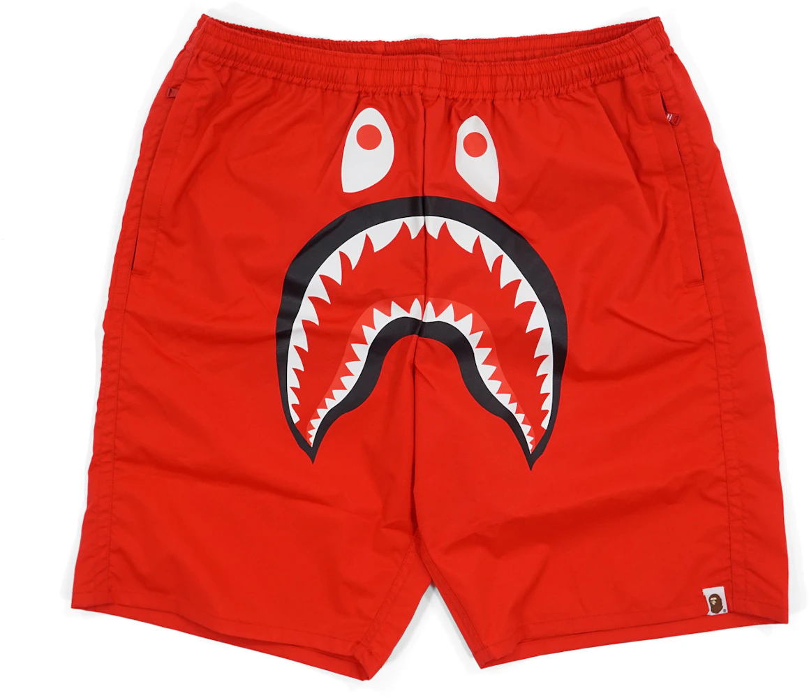 BAPE Solid Shark Beach Shorts Red Men's - US