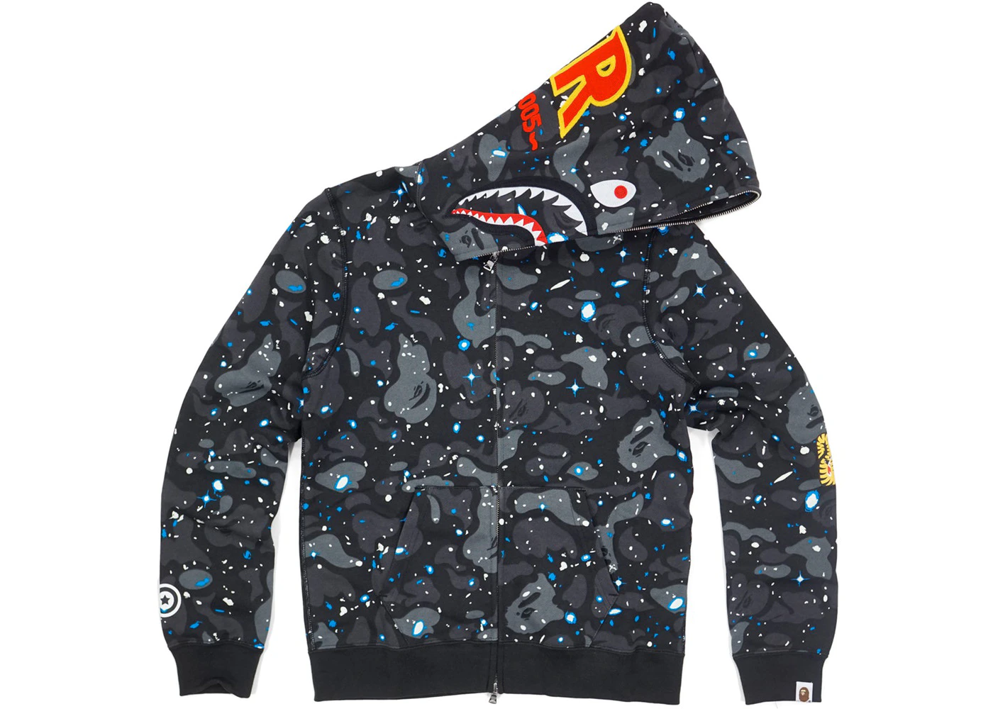 Bape space camo 2025 ponr shark hoodie black