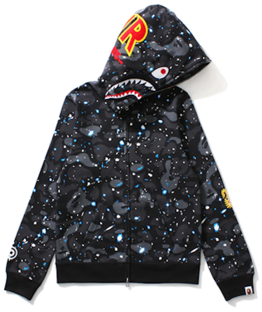 BAPE Space Camo Shark Full Zip Hoodie 'Black