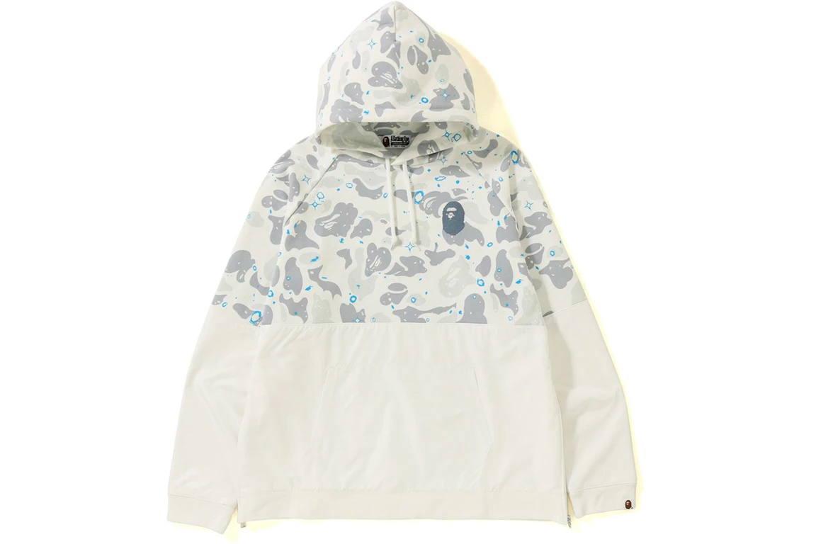 BAPE Space Camo Wide Side Zip Pullover Hoodie White