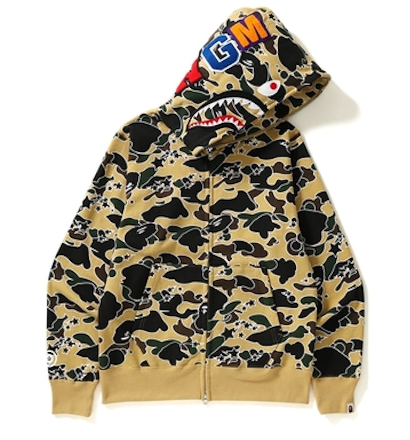 BAPE Sta Camo Shark Full Zip Hoodie Yellow Men's US