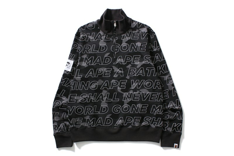 BAPE Text Color Camo Wide Half Zip Sweat Black