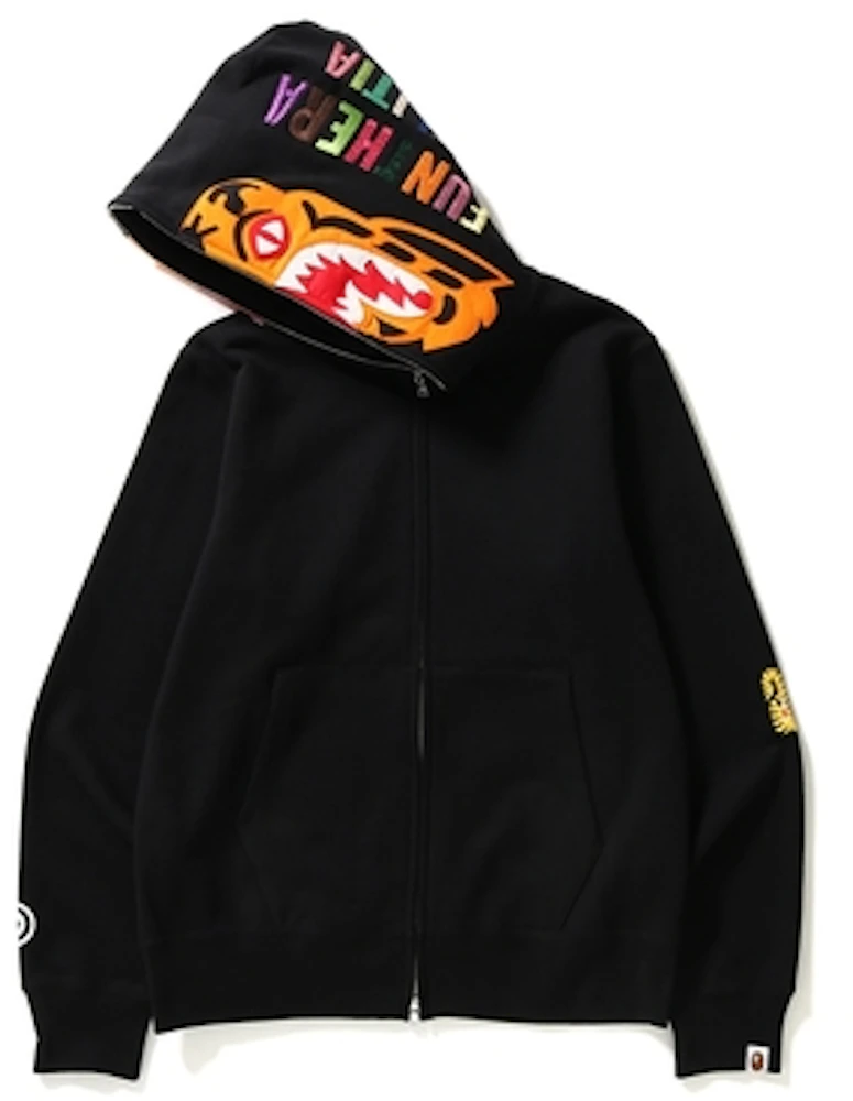 BAPE Tiger Full Zip Color Embroidery Hoodie Black Men's - SS18 - US