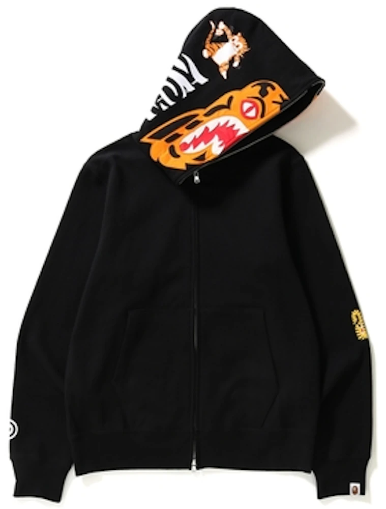 BAPE Tiger Full Zip Color Embroidery Hoodie Black Men's - SS18 - US