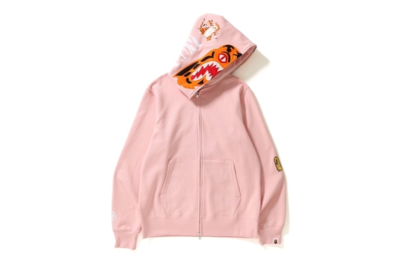 BAPE Tiger Full Zip Color Embroidery Hoodie Pink Men's - SS18 - US