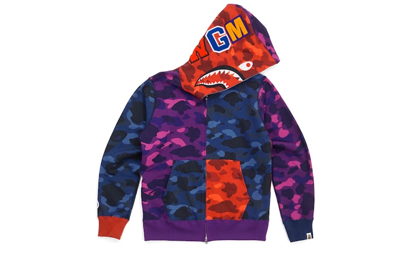 Red and hot sale blue bape hoodie