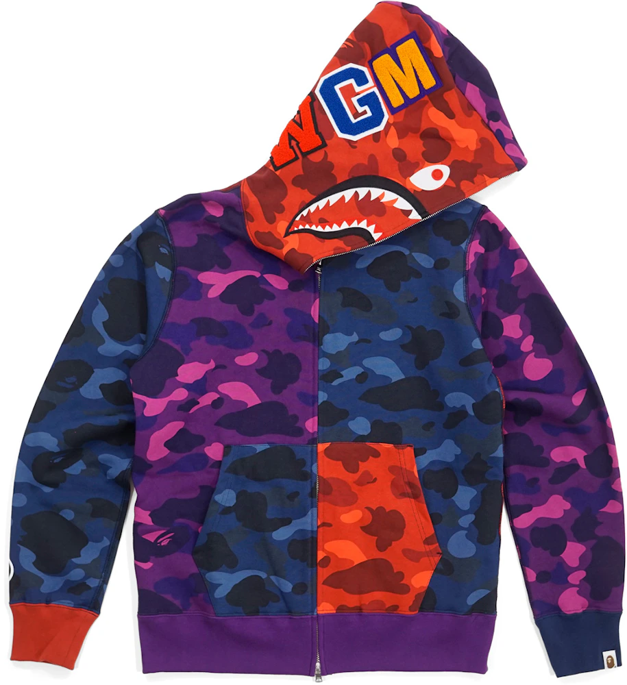 BAPE Ultimate Crazy Color Camo Shark Hoodie Red/Blue/Purple Men's - US
