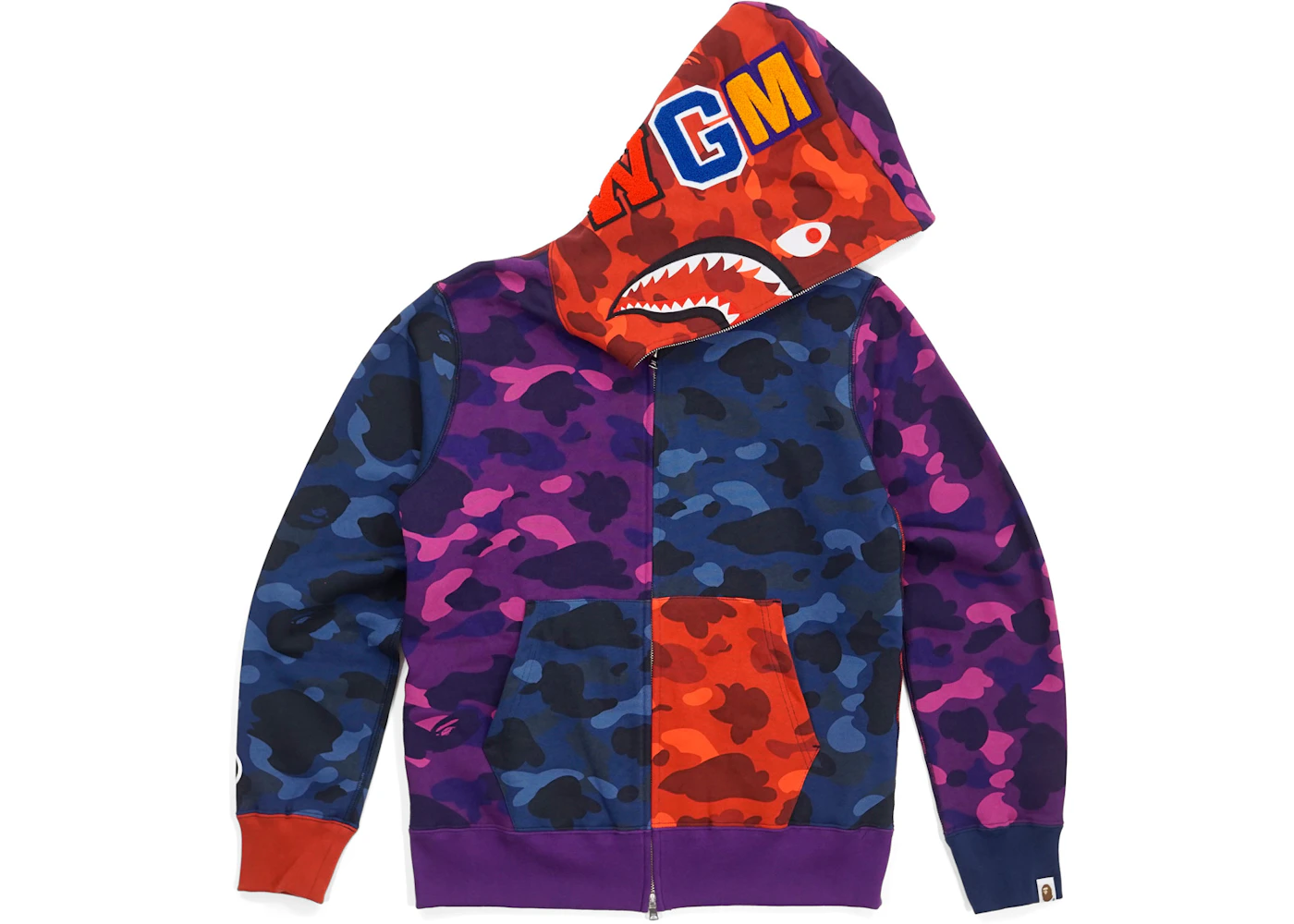 BAPE Ultimate Crazy Color Camo Shark Hoodie Red/Blue/Purple Men's - US