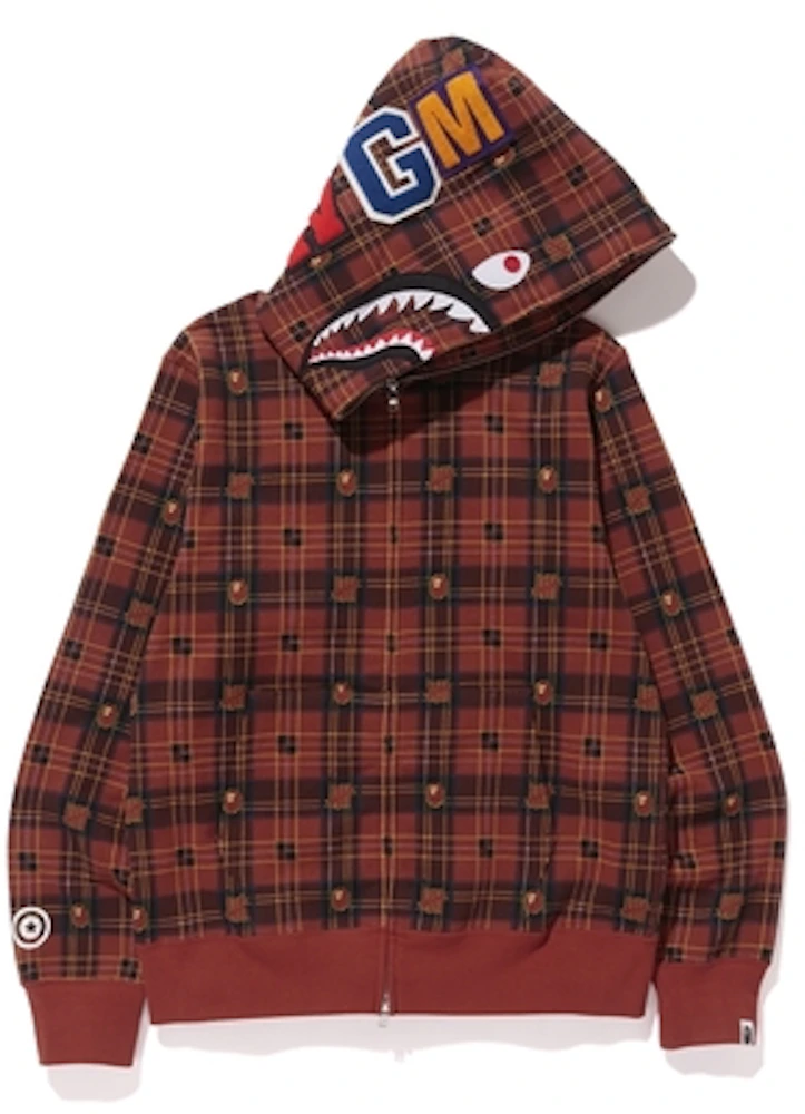 BAPE Undefeated Check Shark Hoodie Red Men's - US