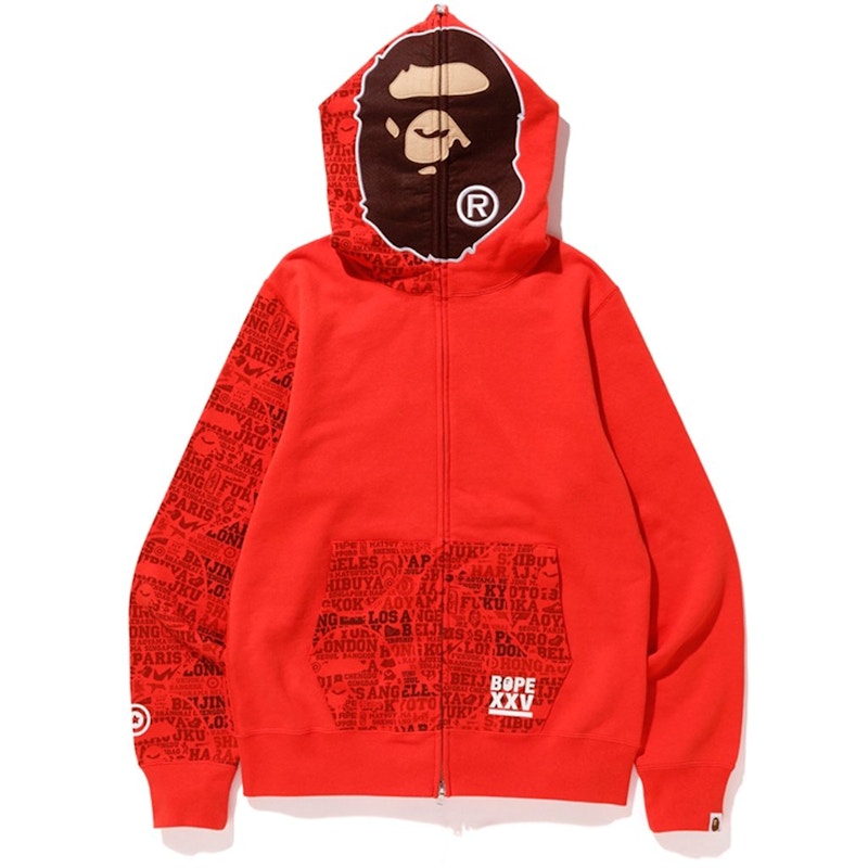 BAPE XXV Cities Camo 2nd Ape Full Zip Hoodie Red Men's - FW18 - US