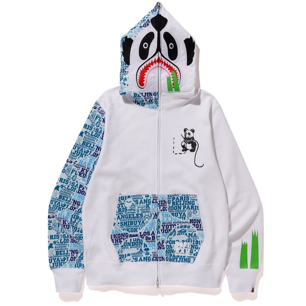 Blue and best sale white bape hoodie