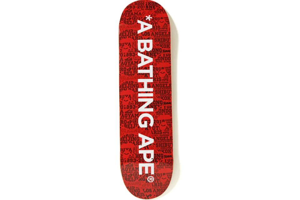 BAPE XXV Cities Camo Skateboard Deck Red