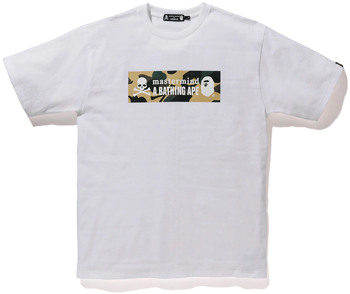 BAPE x Mastermind Japan Camo Logo Tee White/Yellow Men's - SS19 - US