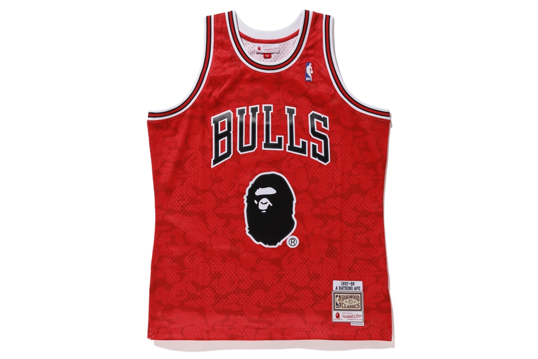 BAPE x Mitchell & Ness Bulls ABC Basketball Swingman Jersey Red ...