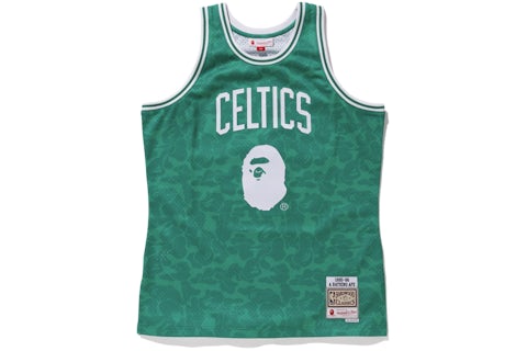 BAPE x Mitchell & Ness Celtics ABC Basketball Swingman Jersey Green Men's - FW18 - US BAPE x Mitchell & Ness Celtics ABC Basketball Swingman Jersey Green Men's - FW18 - US