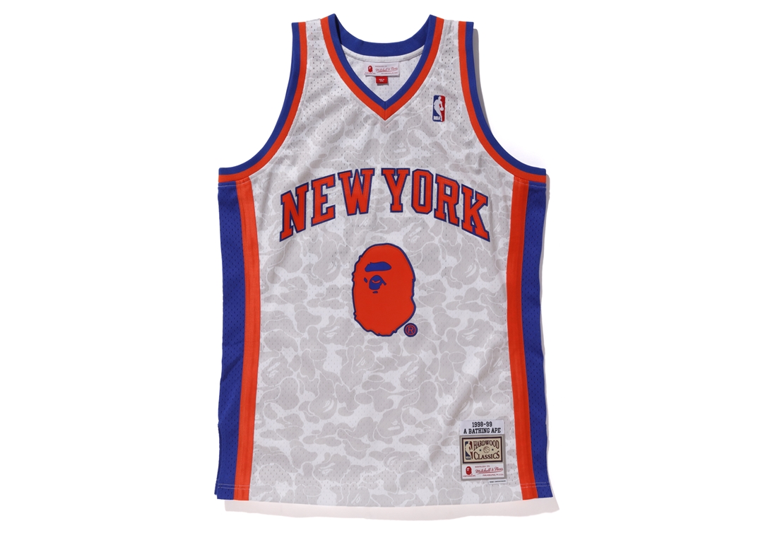 BAPE x Mitchell & Ness Knicks ABC Basketball Swingman Jersey White ...