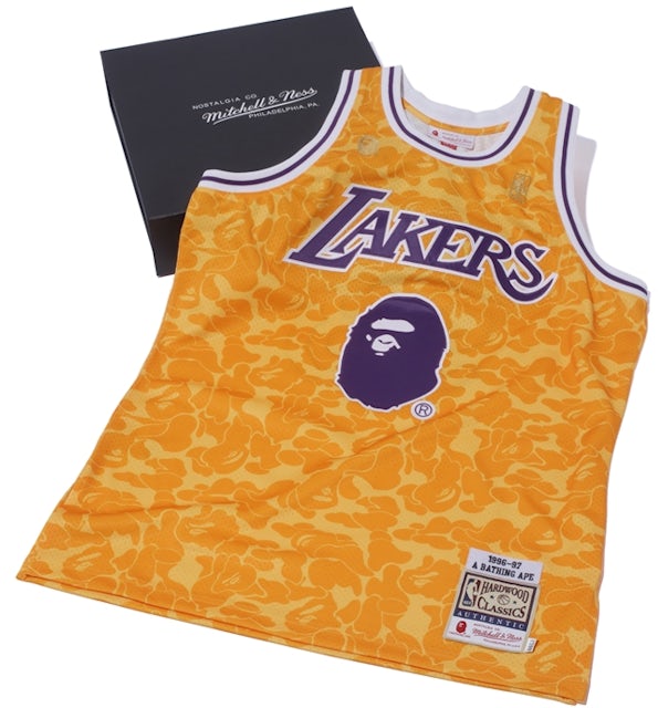 BAPE x Mitchell & Ness Lakers ABC Basketball Authentic Jersey Yellow Men's  - FW18 - US