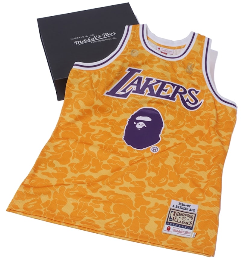 BAPE x Mitchell Ness Lakers ABC Basketball Authentic Jersey