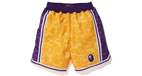 BAPE x Mitchell & Ness Lakers ABC Basketball Authentic Shorts Yellow
